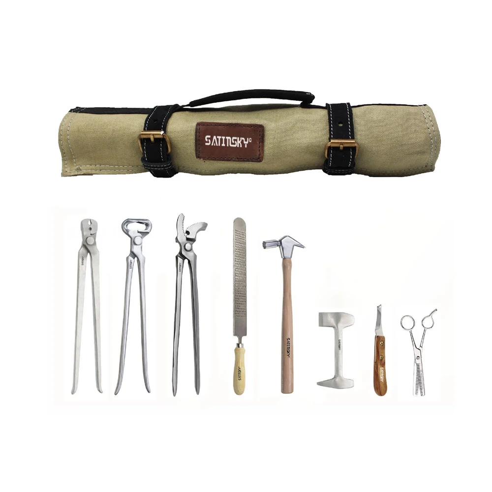 Veterinary 12 Pcs Horse Farrier Hoof Grooming Shoe Care Tools Kit  Hoof Clincher Nipper Cutter Rasp Hammer Hoof Knife