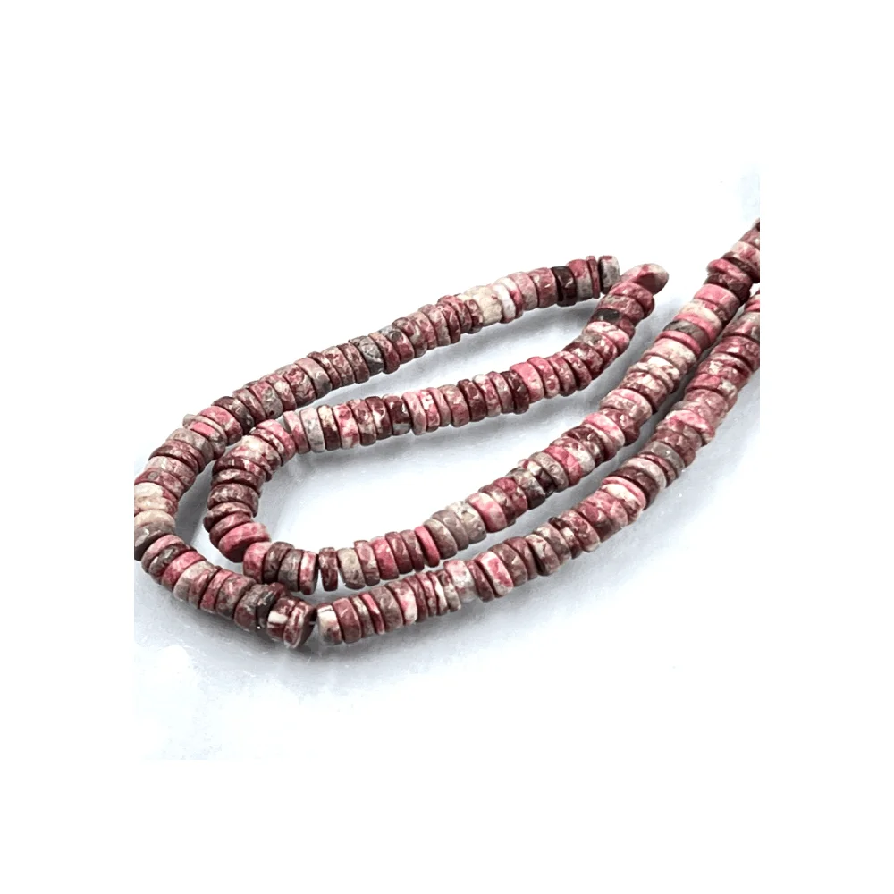 High Quality Natural Pink Thulite Beads Smooth Heishi Tier Shape 5-6mm Size 17 Inches Strand Composed of Stone Quartz Pearl Ruby