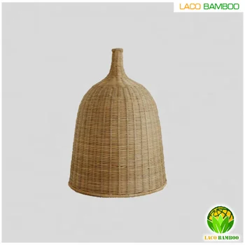 Classic and modern natural woven bamboo lampshade which used in restaurant and hotel interiors.