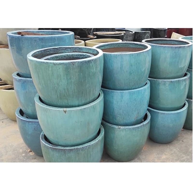 High quality wholesale large glazed ceramic garden pots from Viet Nam manufacturer custom color