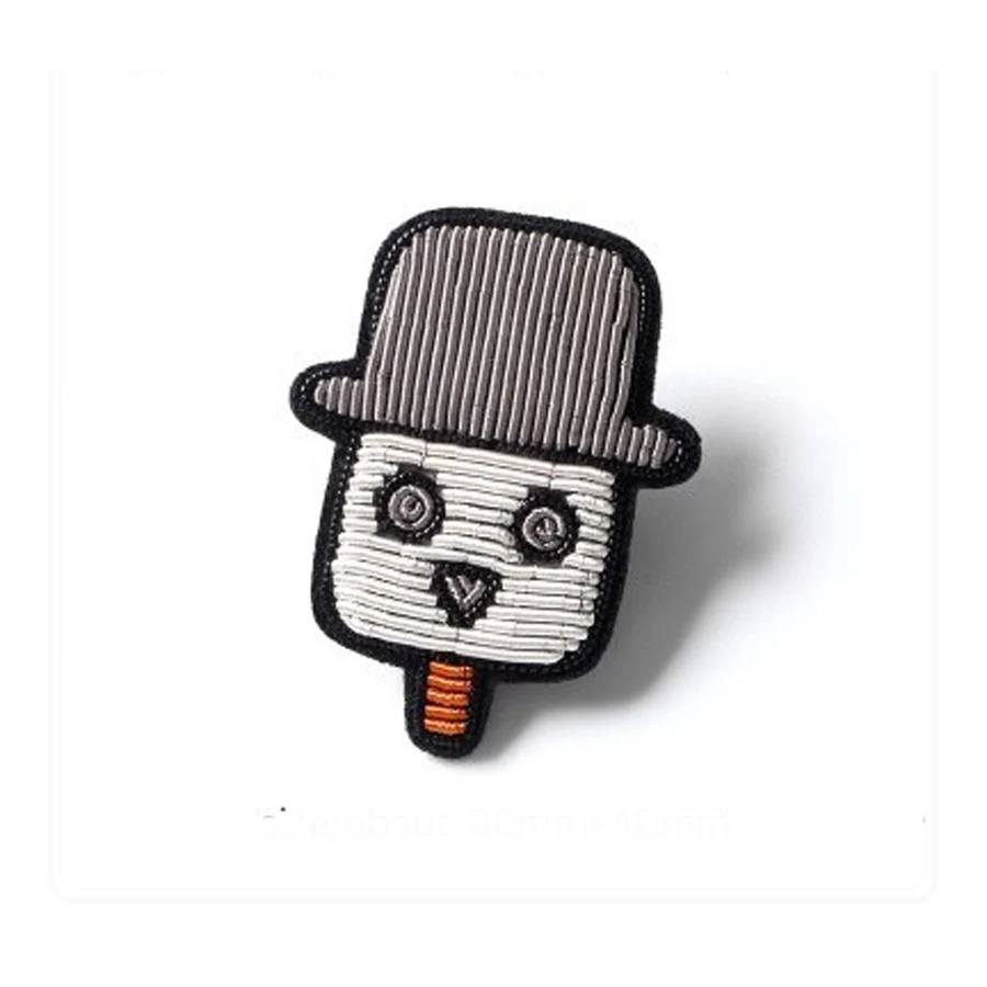 Hand embroidery Fashion Badge for DIY bag coat shoes brooch GREY