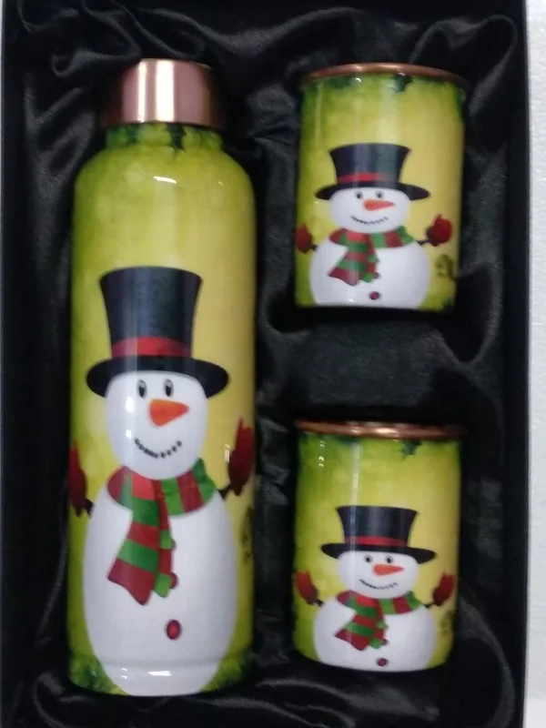 Premium Pure Copper Water Bottles with Glass Custom Art Designs, Wholesale Supplier from India