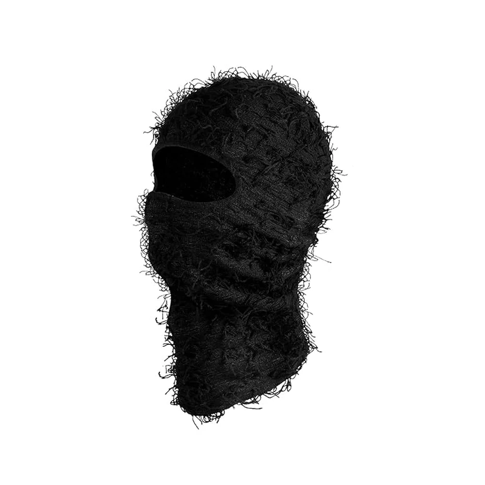 Cross-border Amazon popular distressed knitted hood jungle camouflage personality funny ski warm mask one-piece hat