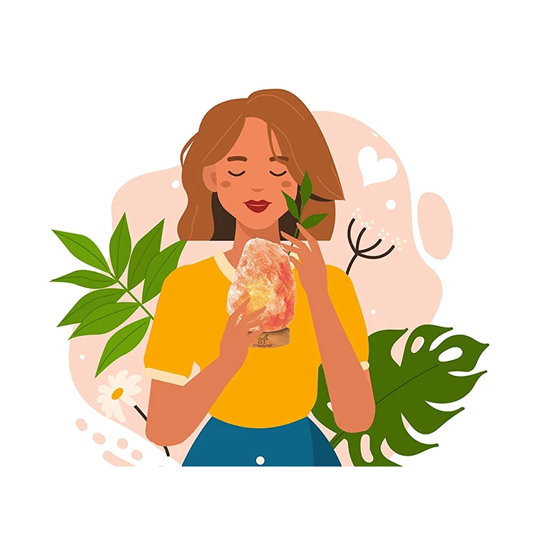 Wholesale decorative night Himalaya rock salt crystal lamp with wood base electric wire and bulb Natural salt 2-3 kg lamp