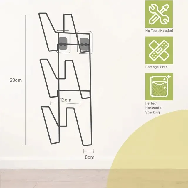Convenient Multi Purpose Wall Mounted Pot Lid Holder 3 Tier Kitchen Rack for Export