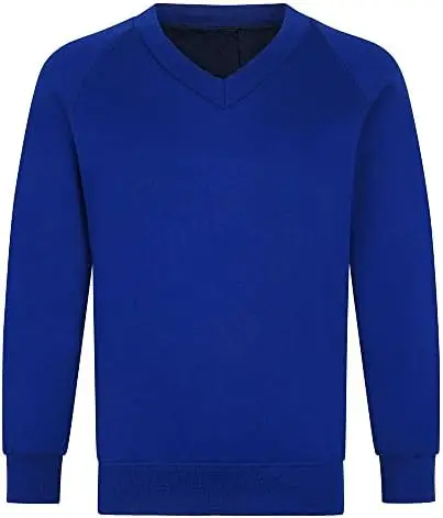 Boys Girls Unisex Back to School V Neck Sweat Fleece Jumper Classic Sweatshirt Jumpers Kids Uniform of Different Ages