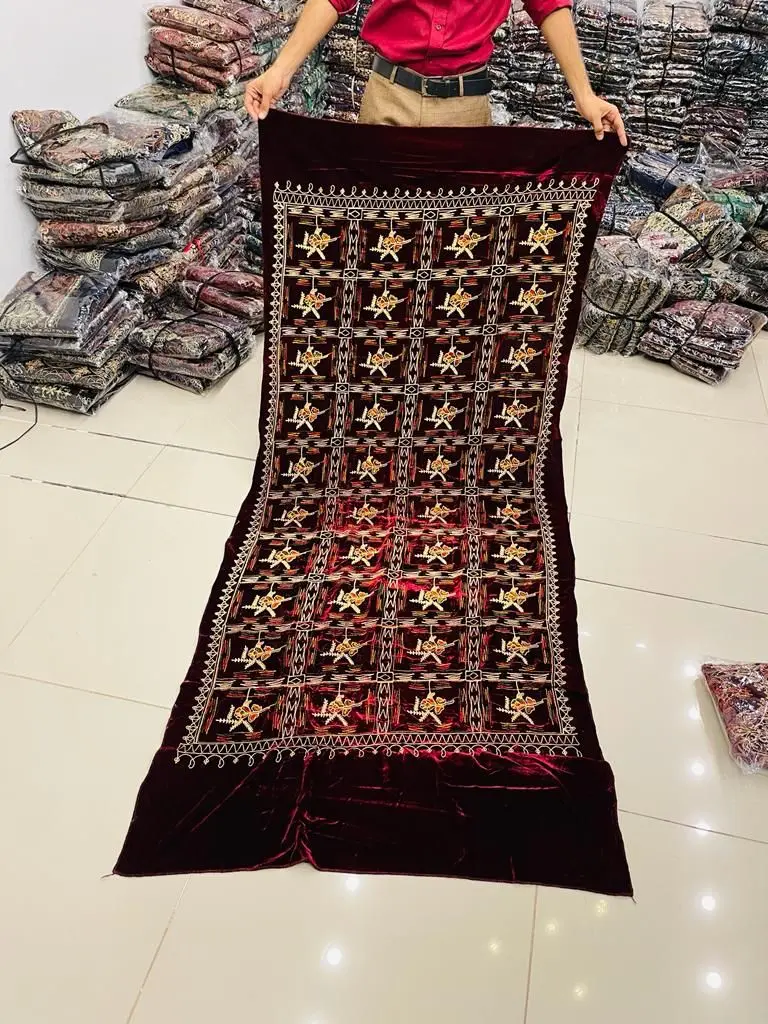 Modern Fashion Designer Pakistani Indian Velvet Shawl Heavy Embroidery Velvet 3 Piece Suits Available On Wholesale Price