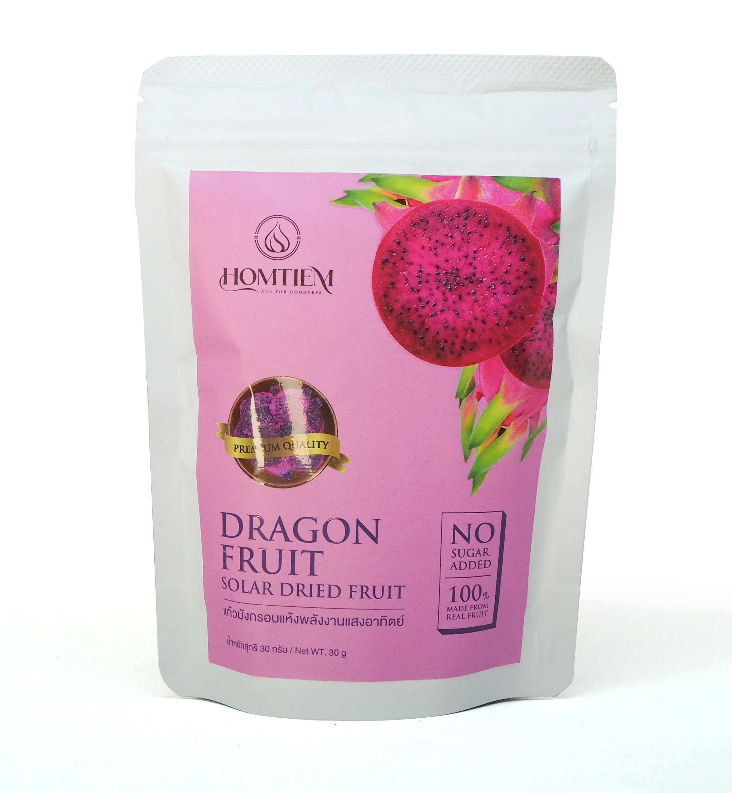 Homtiem 1.05 Oz (30g) Dragon Fruit Solar Dried Fruit Vegan, GlutenFree, Non-GMO, No Sugar, Color and Flavor Added