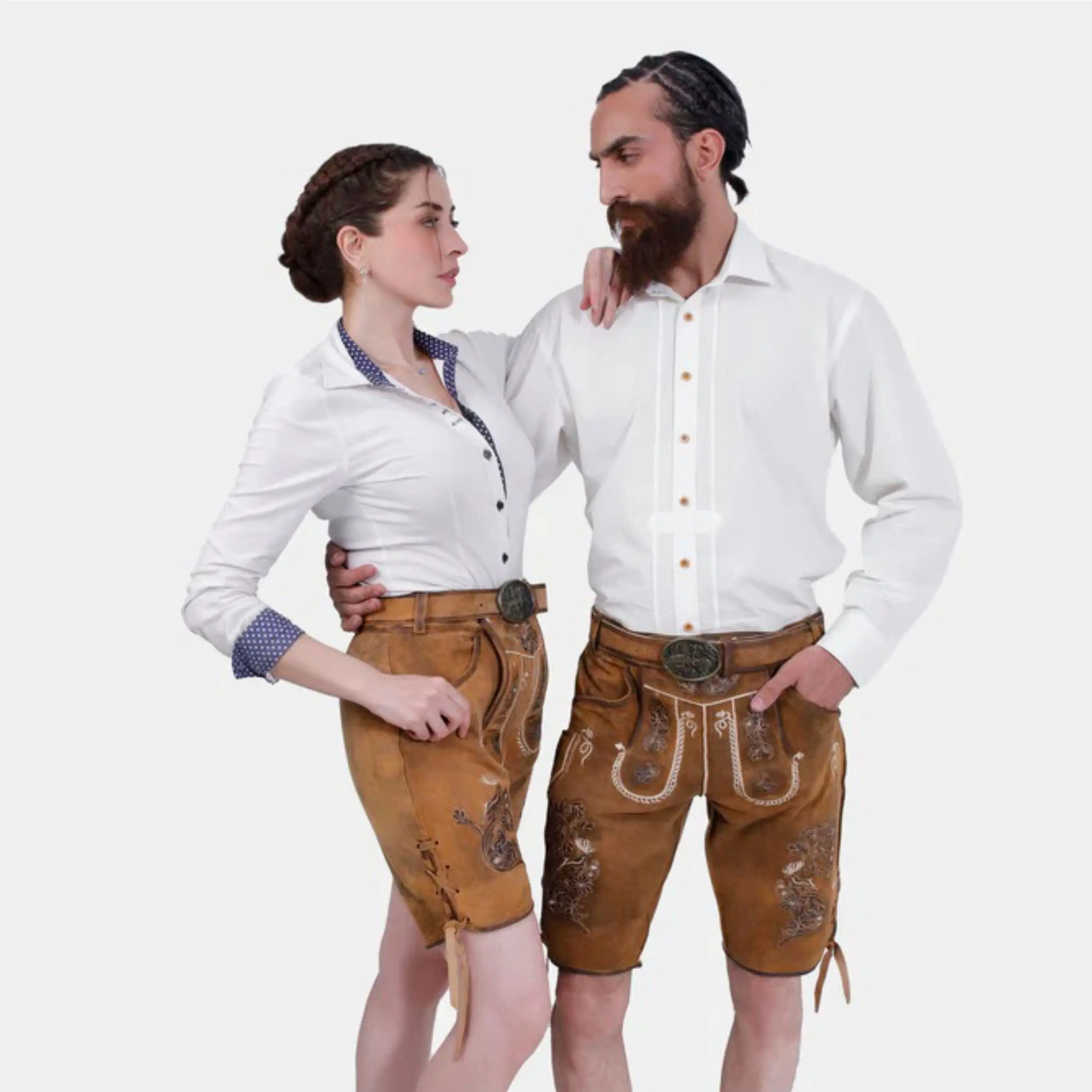 Authentic Bavarian Couple Outfit Custom Lederhosen for Men and Dirndl Dress for Women, Perfect for Oktoberfest and Festivals