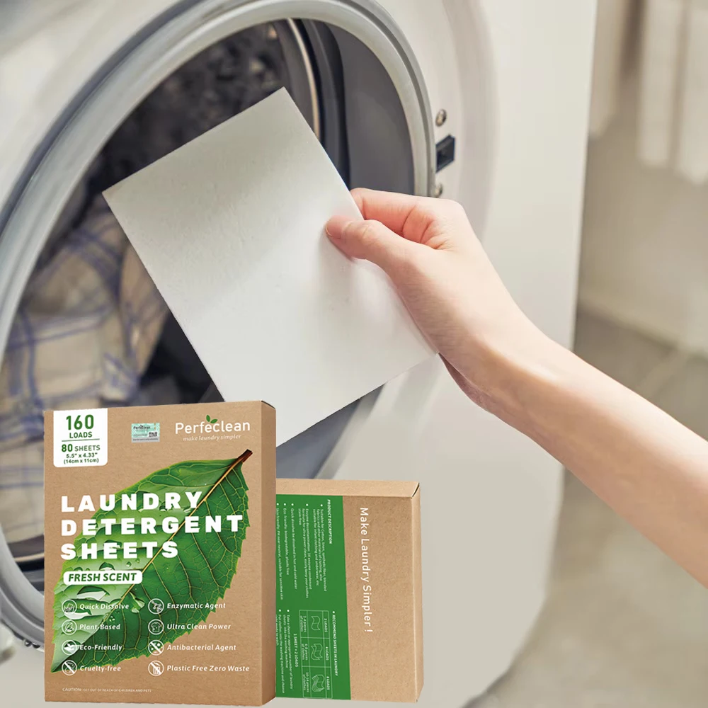 Sensitive Skin-friendly Laundry Detergent Sheets Enzyme Technology Stain Remover and Whitener Eco-Friendly Solid Eco-Strips