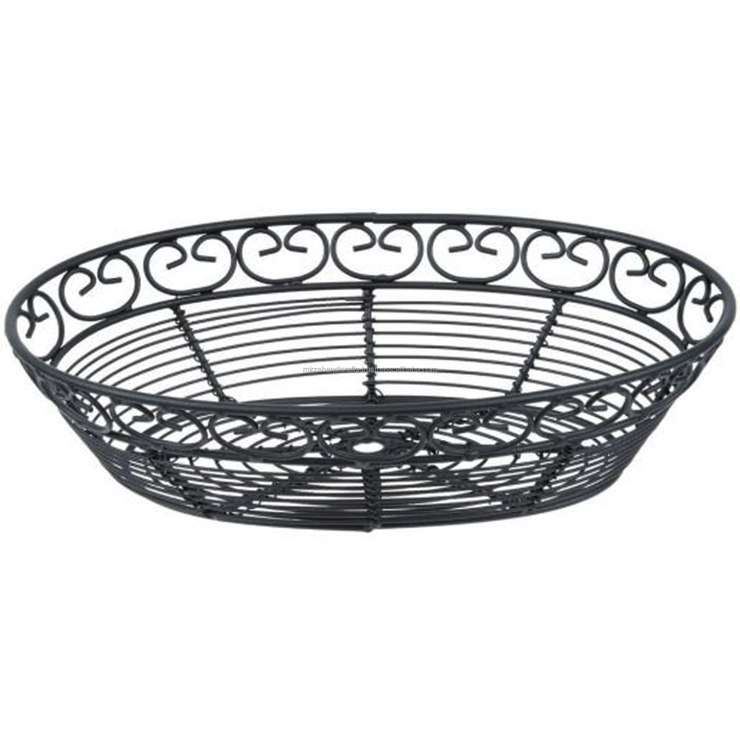Oval Chix Wire Basket Powder Coated Metal Basket for food purposes it can be used for holding soaps napkins or decorative towels
