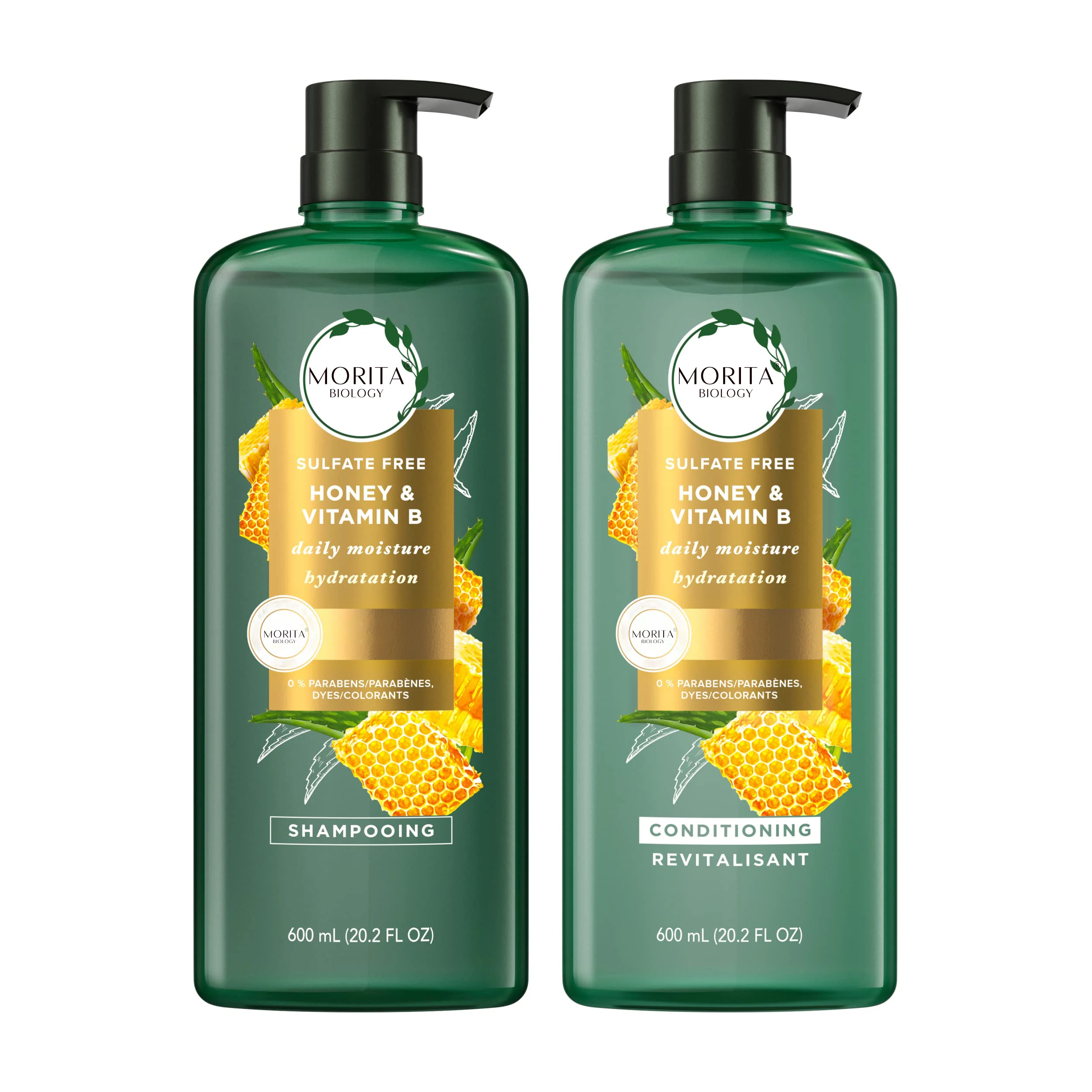Private Label Vanilla Honey Vitamin B Shampoo and Conditioner w/ Real Aloe & Honey Paraben Free Safe for Color Treated Hair