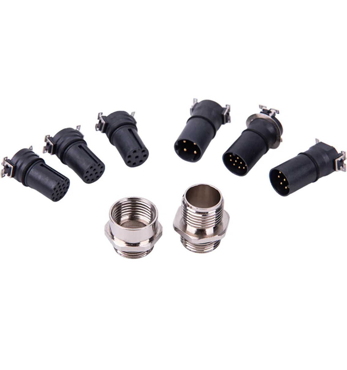 M12 4 pins A code female shielded straight panel mount insert equivalent to phoenix 1439955 connector PCB dip type