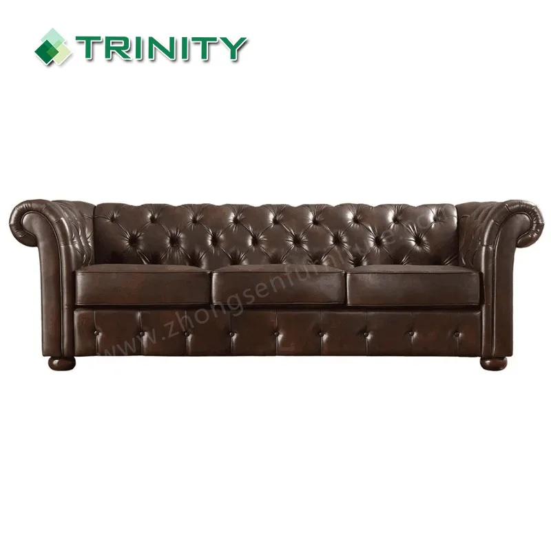 Factory Custom Luxury Design Classic Chesterfield Sofa Set Leather Furniture for Hotel Lobby