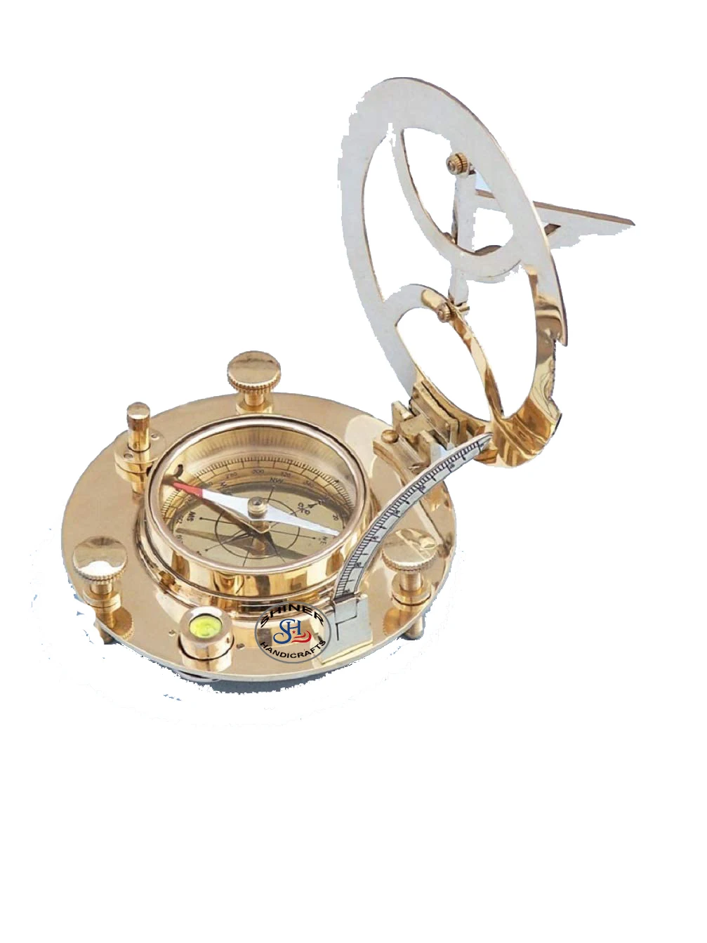 Морской компас идеально откалиброванный большой латунный Солнечный Компас Винтажный Золотой коричневый деревянный ящик для Хэллоуина