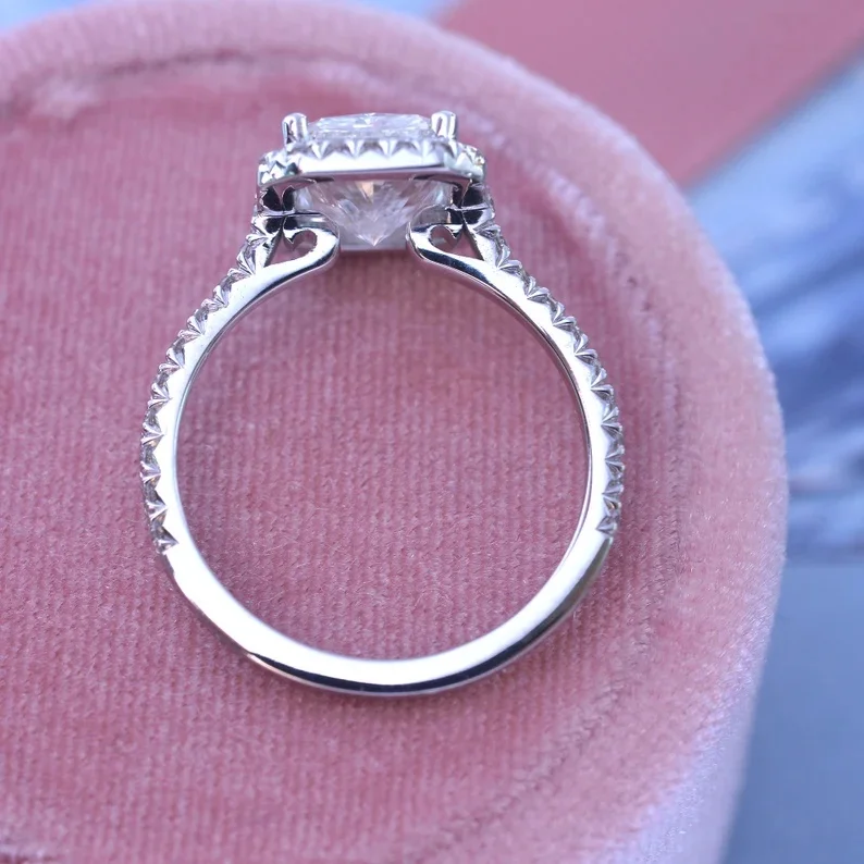 GRA Certified Radiant Cut 2.50Ct Moissanite Diamond Halo Engagement Solid Gold Ring Gift For Her Wedding Ring for Women