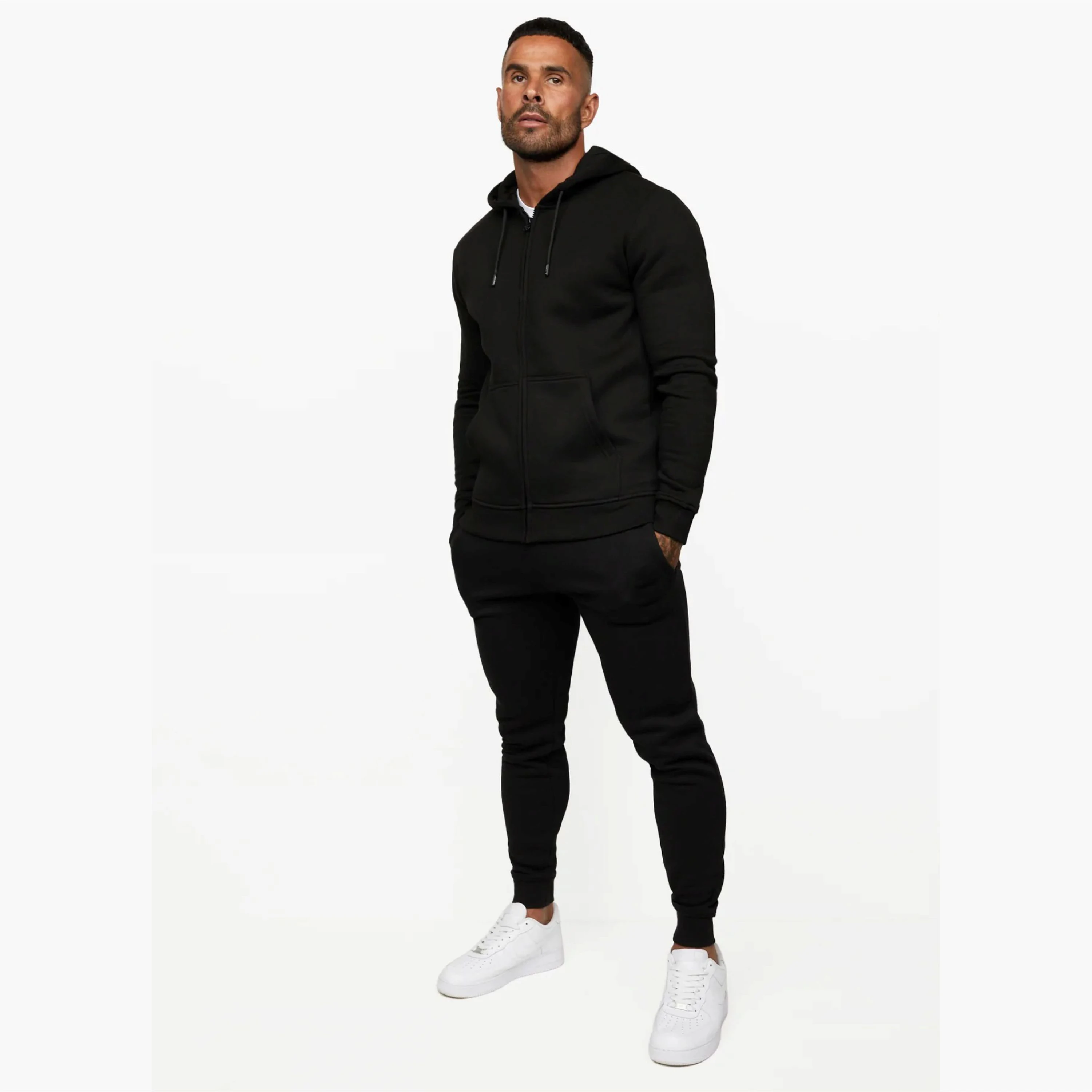 Wholesale High Quality Plain High Collar Unisex  100% Cotton Hoodie Customizable GSM Mens  Hoodies OEM Blank Hoddie