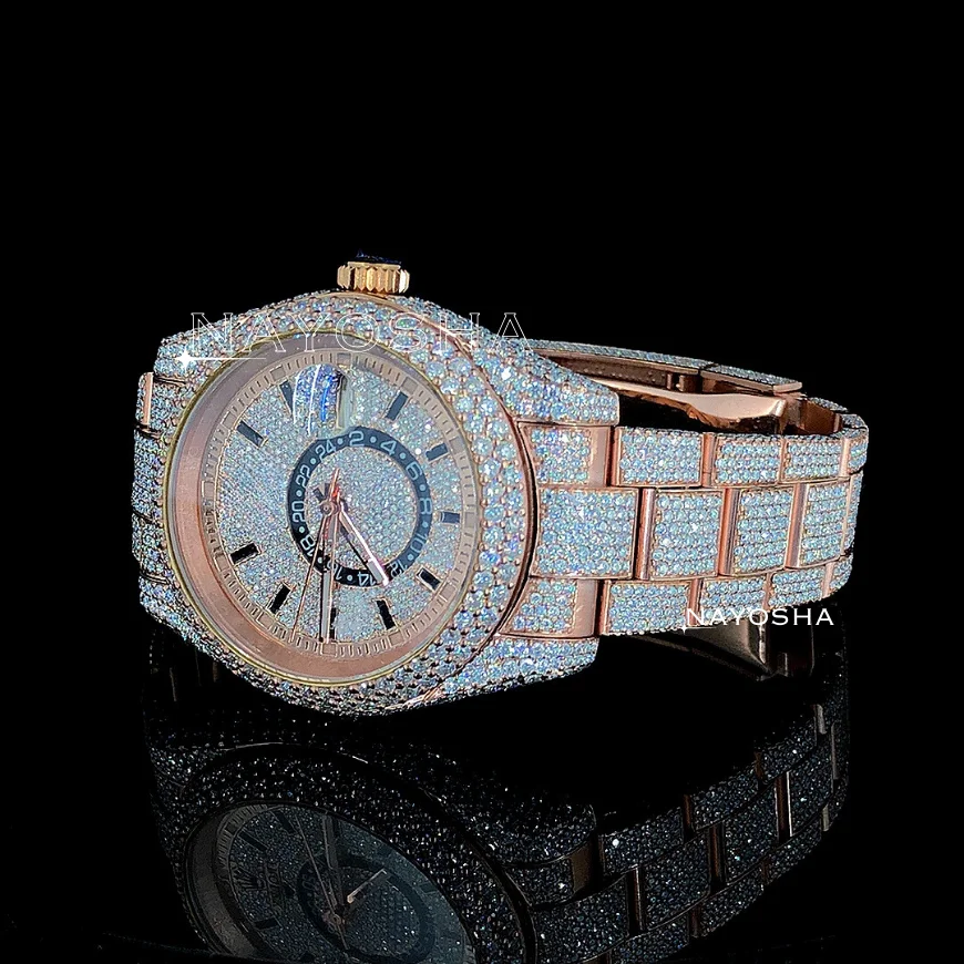 Luxury Modern High Quality Bling Iced Out Diamond Watches Elegant GIA Certified VVS Moissanite Diamond Watches For Men Low Price