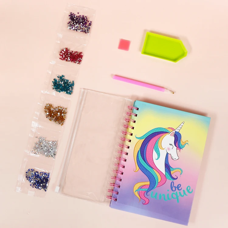 2022 New design educational Diy A5 Custom Cover Kids Spiral Coil Diary Notebook With Diamond Painting Kit