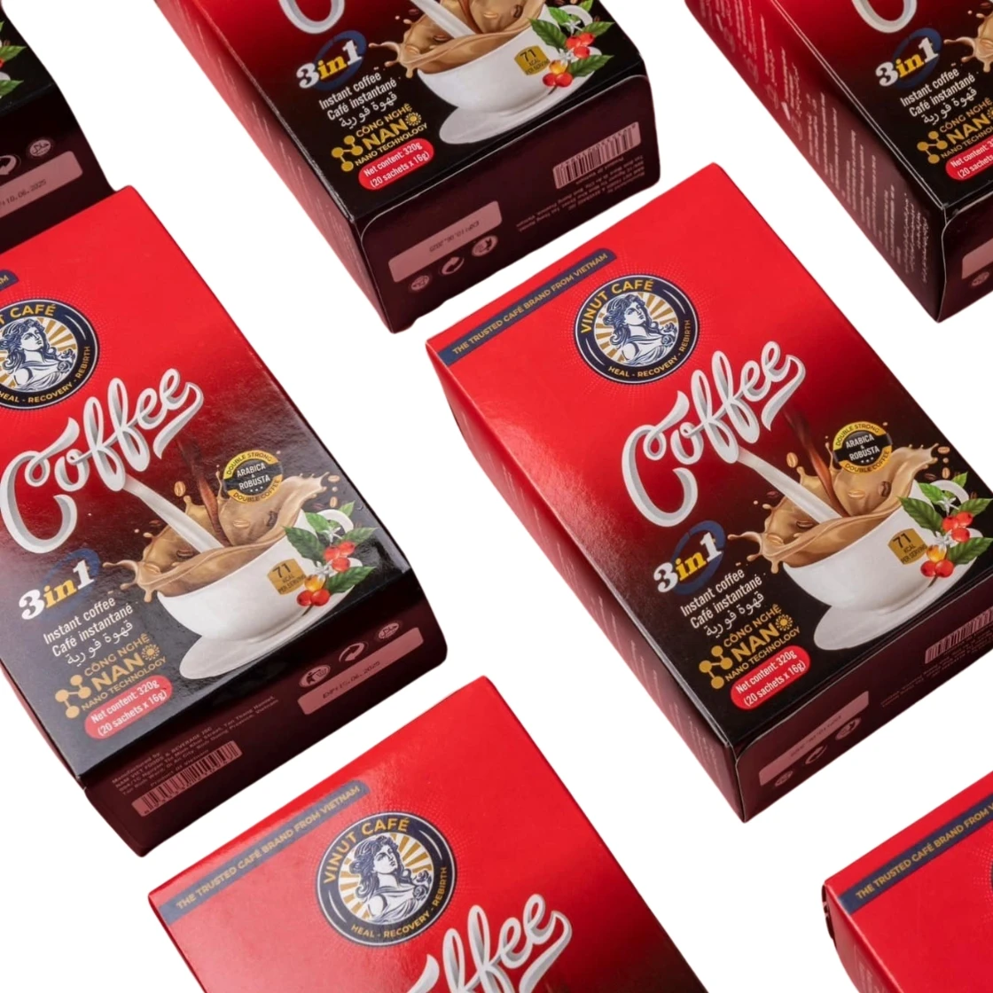 High Quality VINUT TRUST 3 in 1 Arabica & Robusta Coffee Supplement Instant Coffee Powder