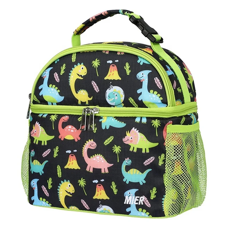 Heopono Child Teenage Solid Durable Double Decker Lunch Bag Waterproof Women Cute Large Cool Totes Insulated Lunch Bags