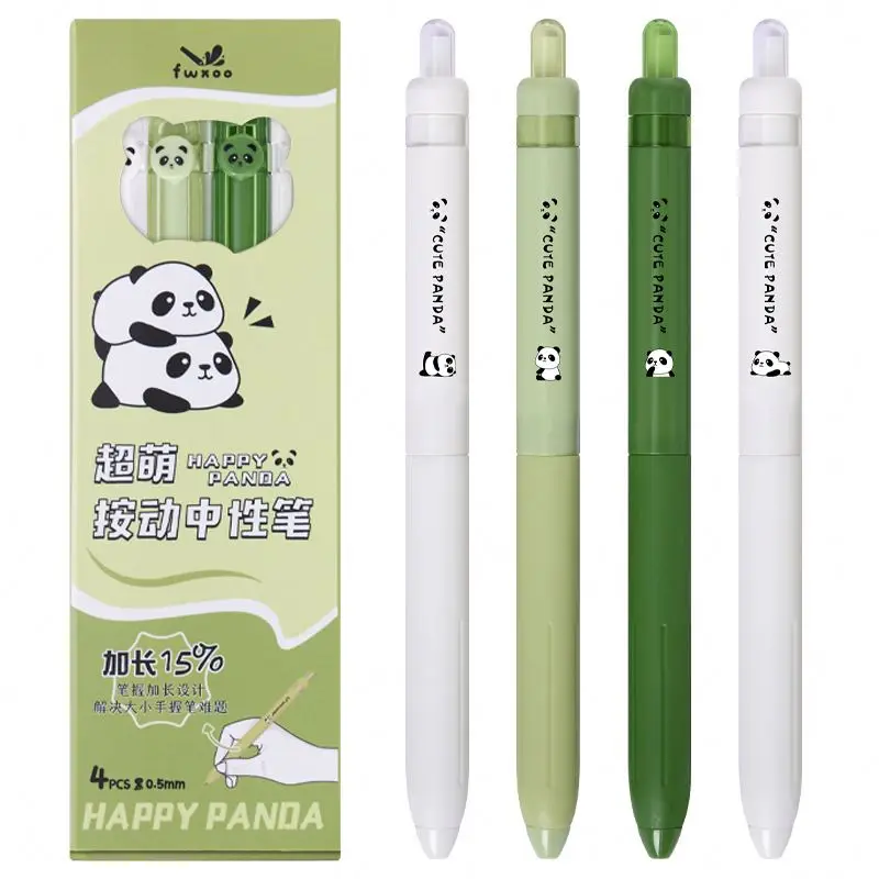Cartoon cute Panda Neutral Pen Creative Student Signature gel Pen Set 4 Black 0.5mm