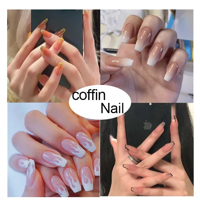 Гроб накладные ногти долговечные короткие балета острые накладные ногти Упаковка оптовая пресс на ногти