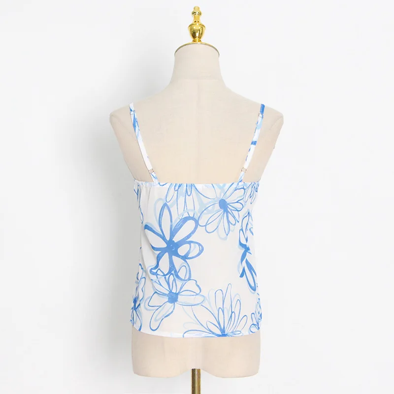 2022 Summer Beach Ropa Dama Resort Style Shirt Top + Printed Sling Shorts Three-Piece Suit Women