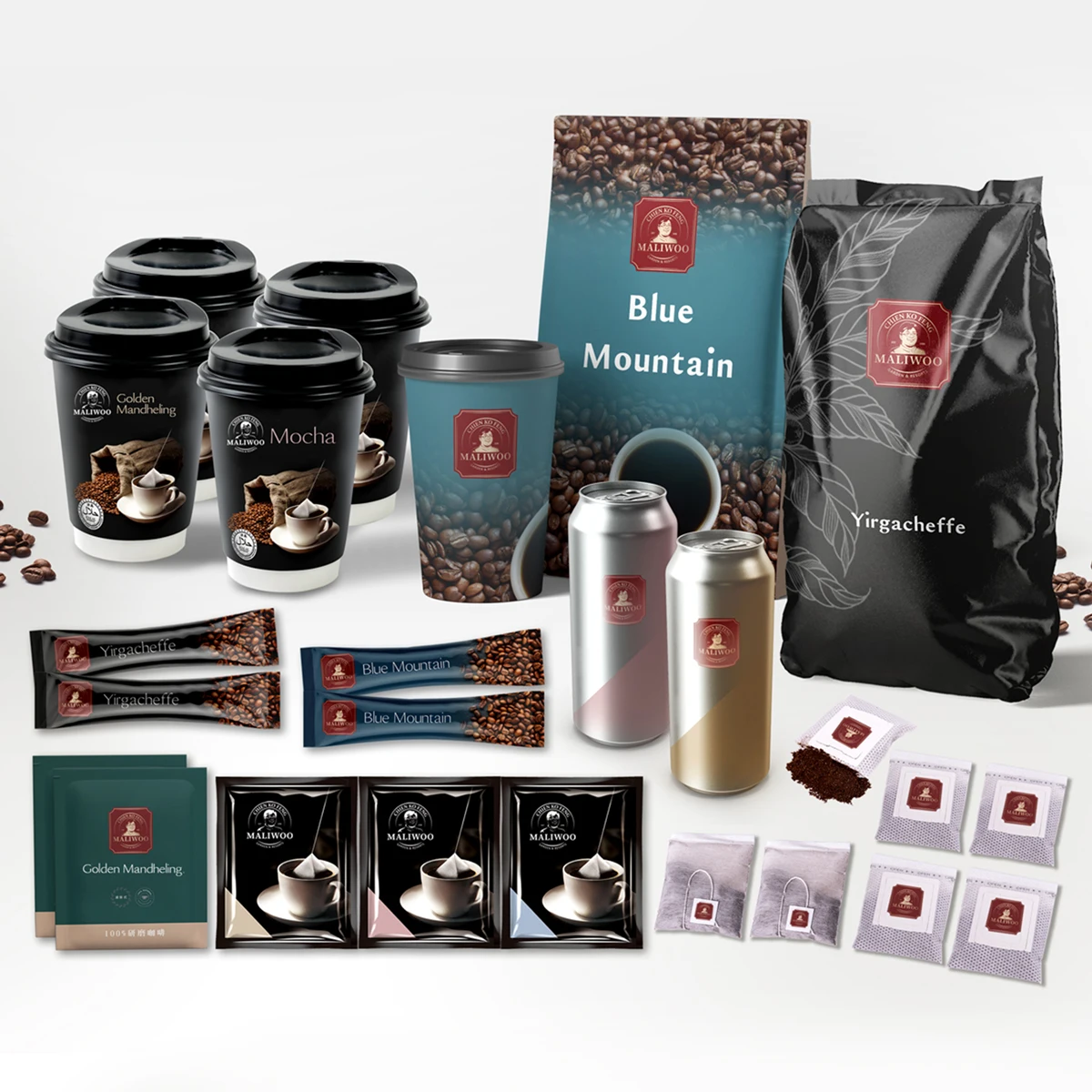 Maliwoo Arabica Blue Mountain Coffee Roasted Ground Instant Packaged in Box Neutral Taste Robusta Beans for Drip Coffee Makers