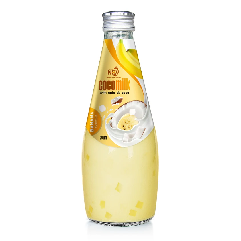 Hot Selling  z Coconut Milk With Nata De Coco Strawberry Flavor 290ml Glass Bottle  Manufacturing From Vietnam