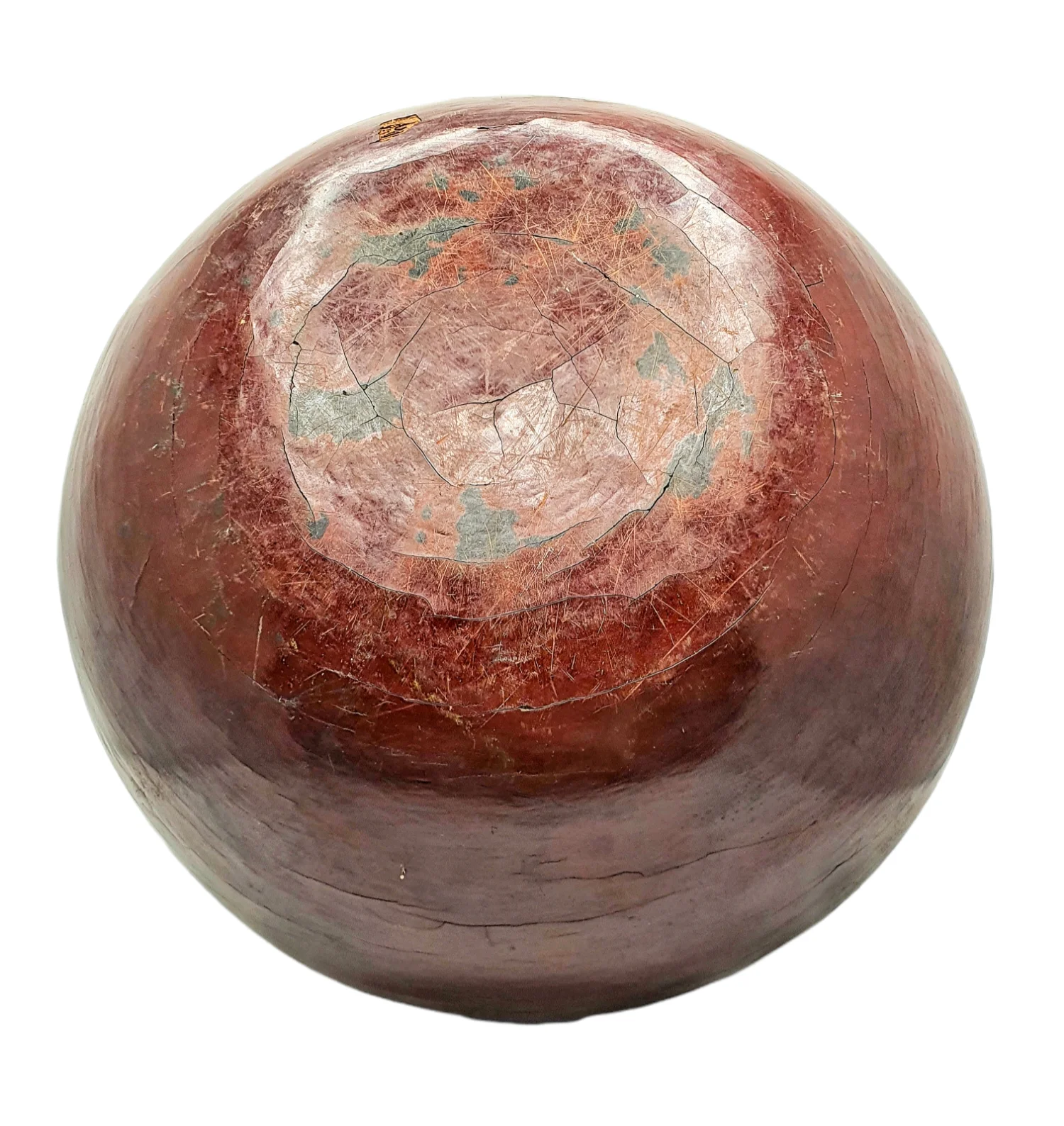 Thai Lanna Wooden Lacquer Ware Water Bowl InSide Decorate With Red Vermillion Painted For Decorated and Collect ( Big Size )