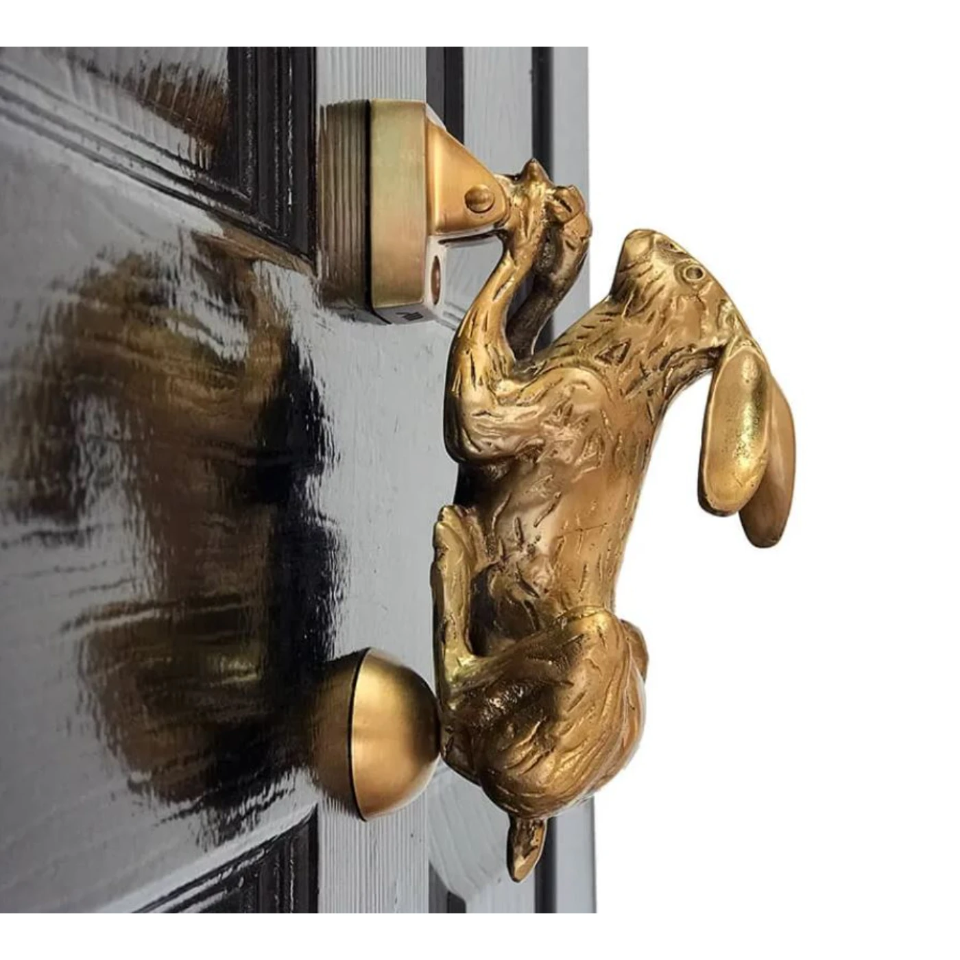 Rabbit Design Door Knocker Brass Casting Gold Color Manufacturer for Home Doors Entry Decorative Door Knock Ringer