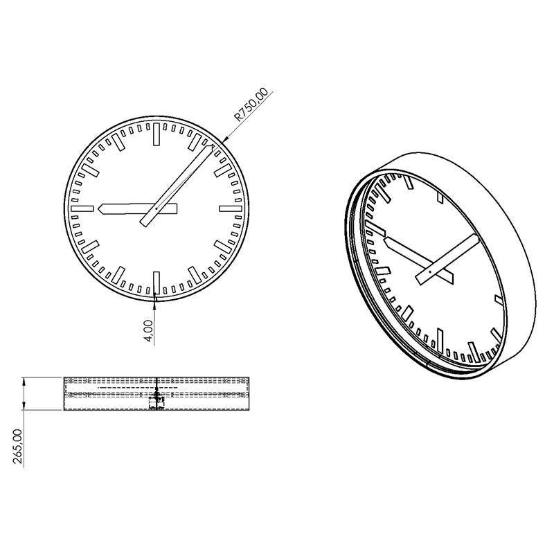 Custom Up to 4 Meters Full Set Outdoor Dial Clock for Railway Station, Pubblic or Private Building or Mall