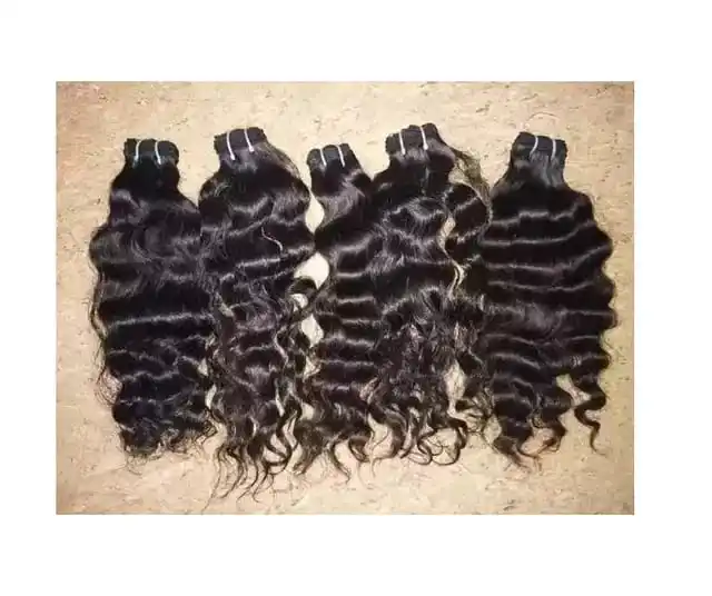 100% Cuticle Aligned High Quality One Donor Indian Human Raw Unprocessed South Indian Temple Source Natural Wave Composed Bundle