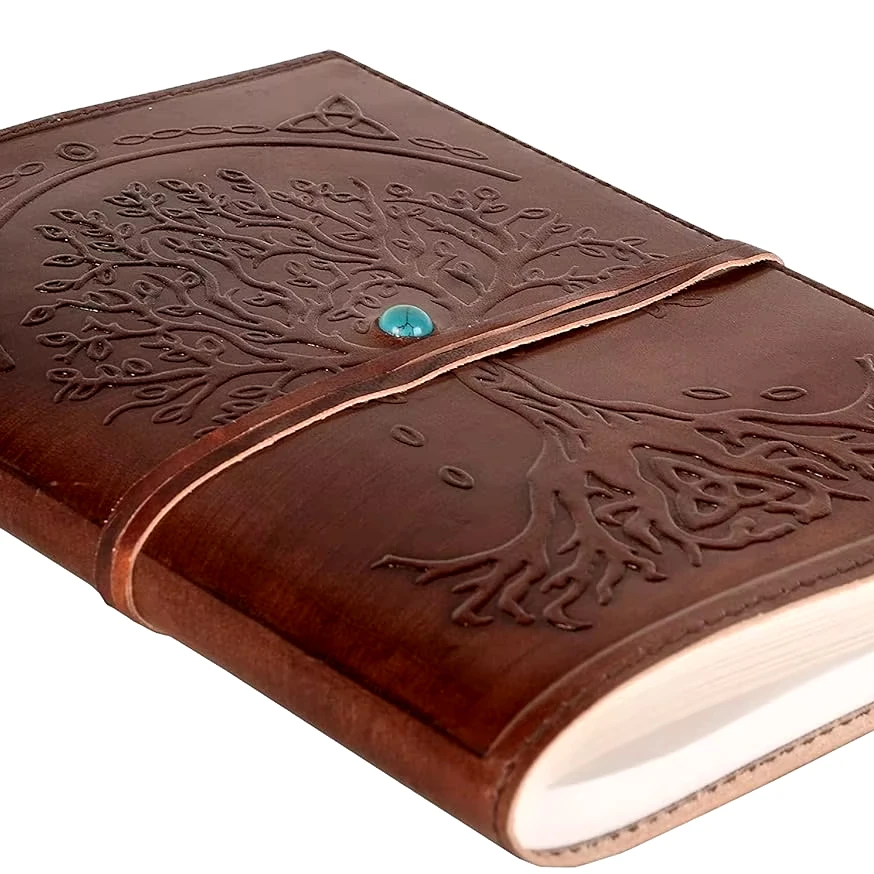 Leather Journal Writing Notebook - Antique Handmade Leather Bound Daily Notepad For Men And Women Diary Large 7 X 5Inches