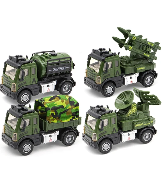 1:32 Diecast toy light pull back armored vehicle metal military truck friction toy vehicle