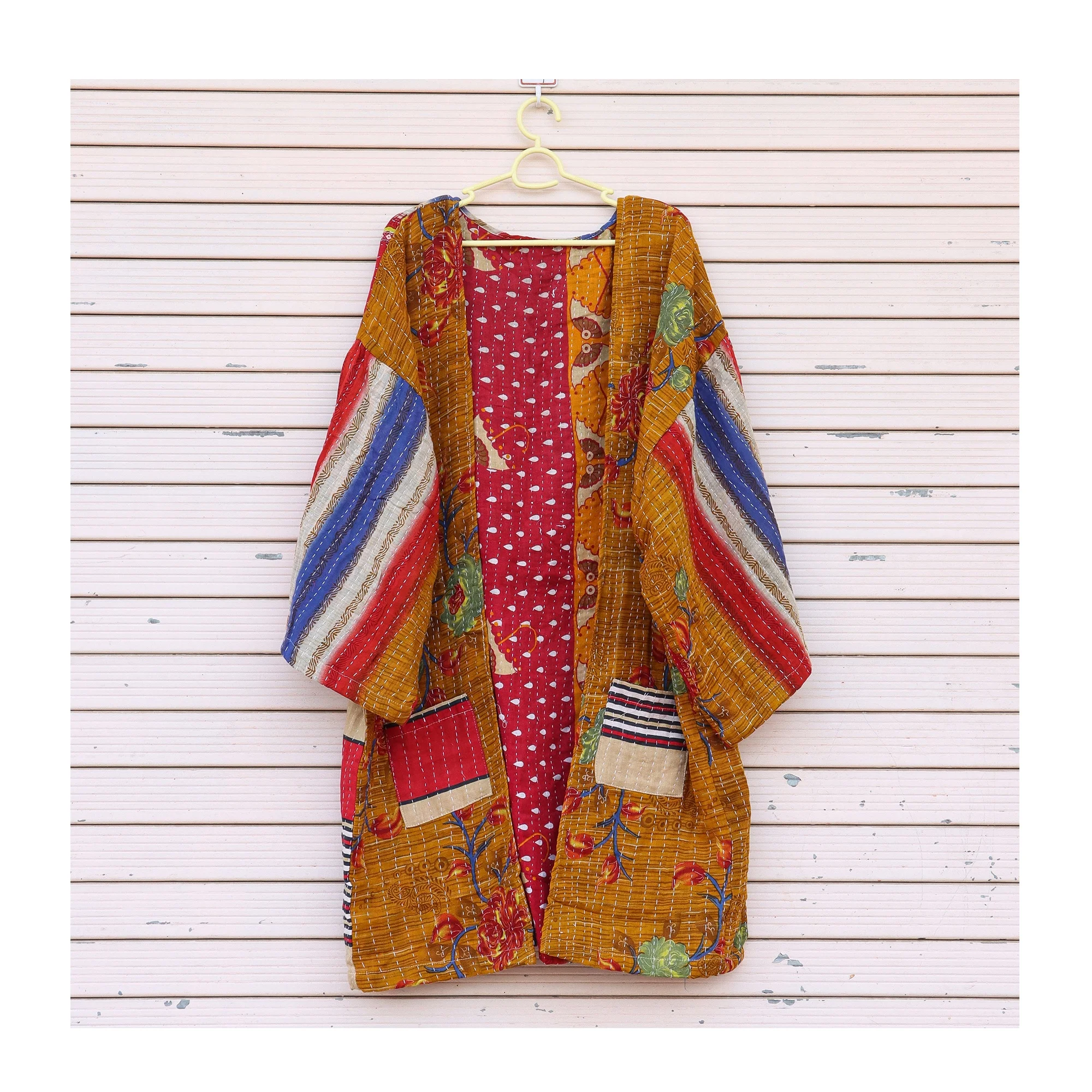 Винтажное платье для женщин kantha jacket старое индийское кимоно Kantha в стиле ретро длинная винтажная куртка
