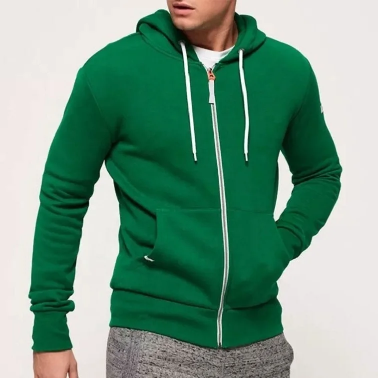 custom slim fitness lightweight plain solid sports workout streetwear gym full zip up hoodie men