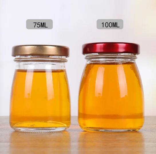 Nice price food empty clear round glass jar container for honey bird nest jar with lid