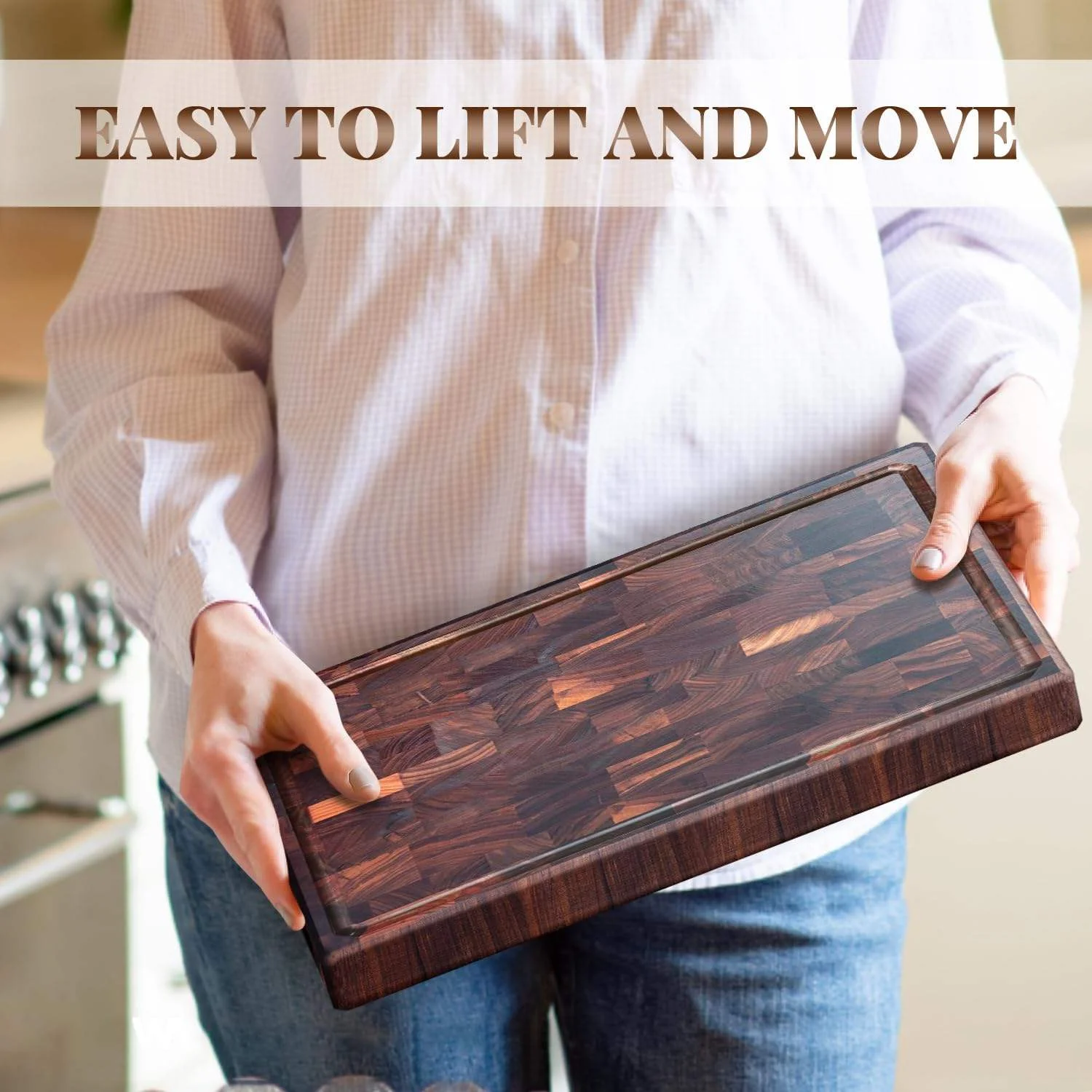 Multifunction Black Walnut Cutting Board for Kitchen Wooden Chopping Board with Juice Grooves