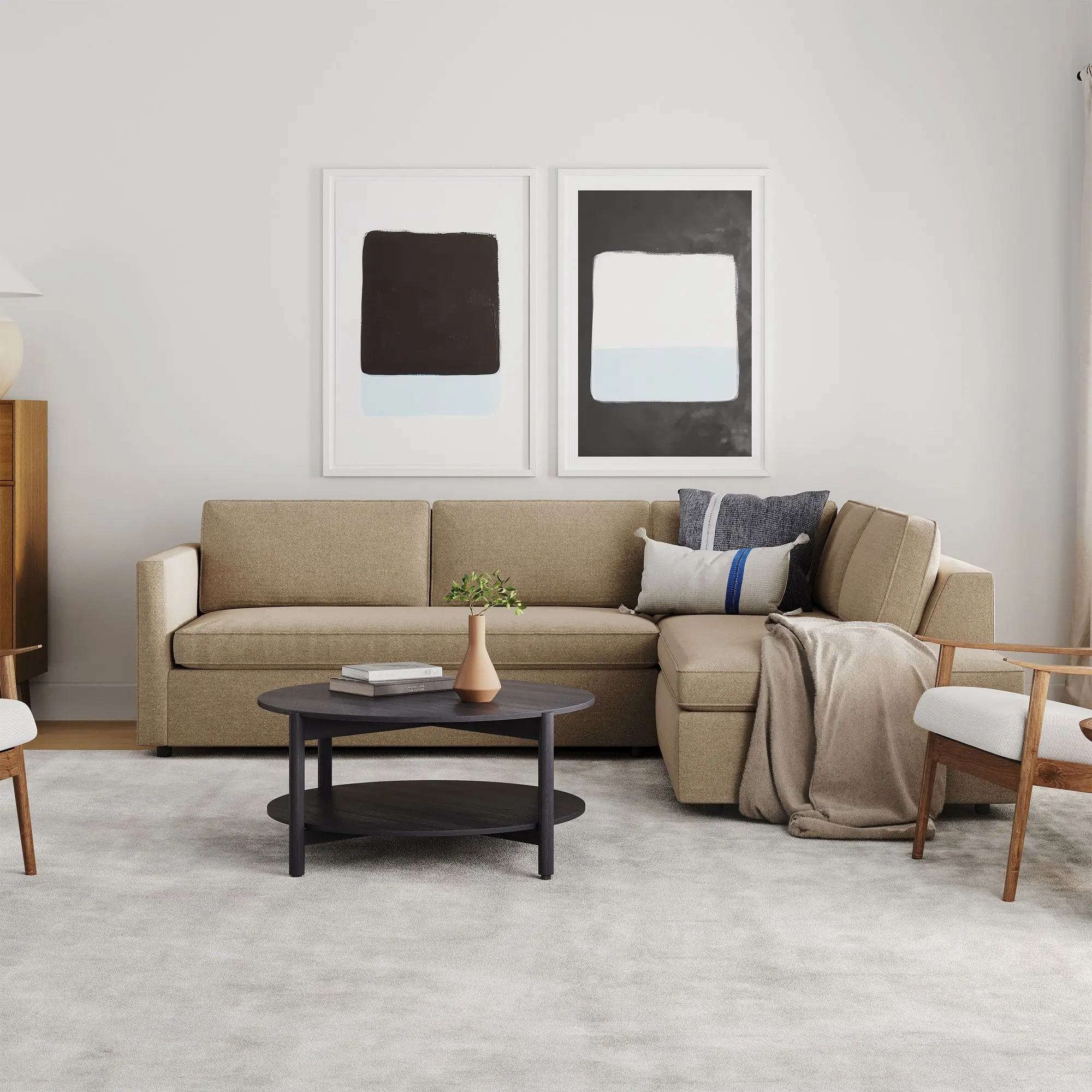 Sturdy and Durable New Zealand Pine Frame Corner Sofa for All Interior Spaces for Living Room