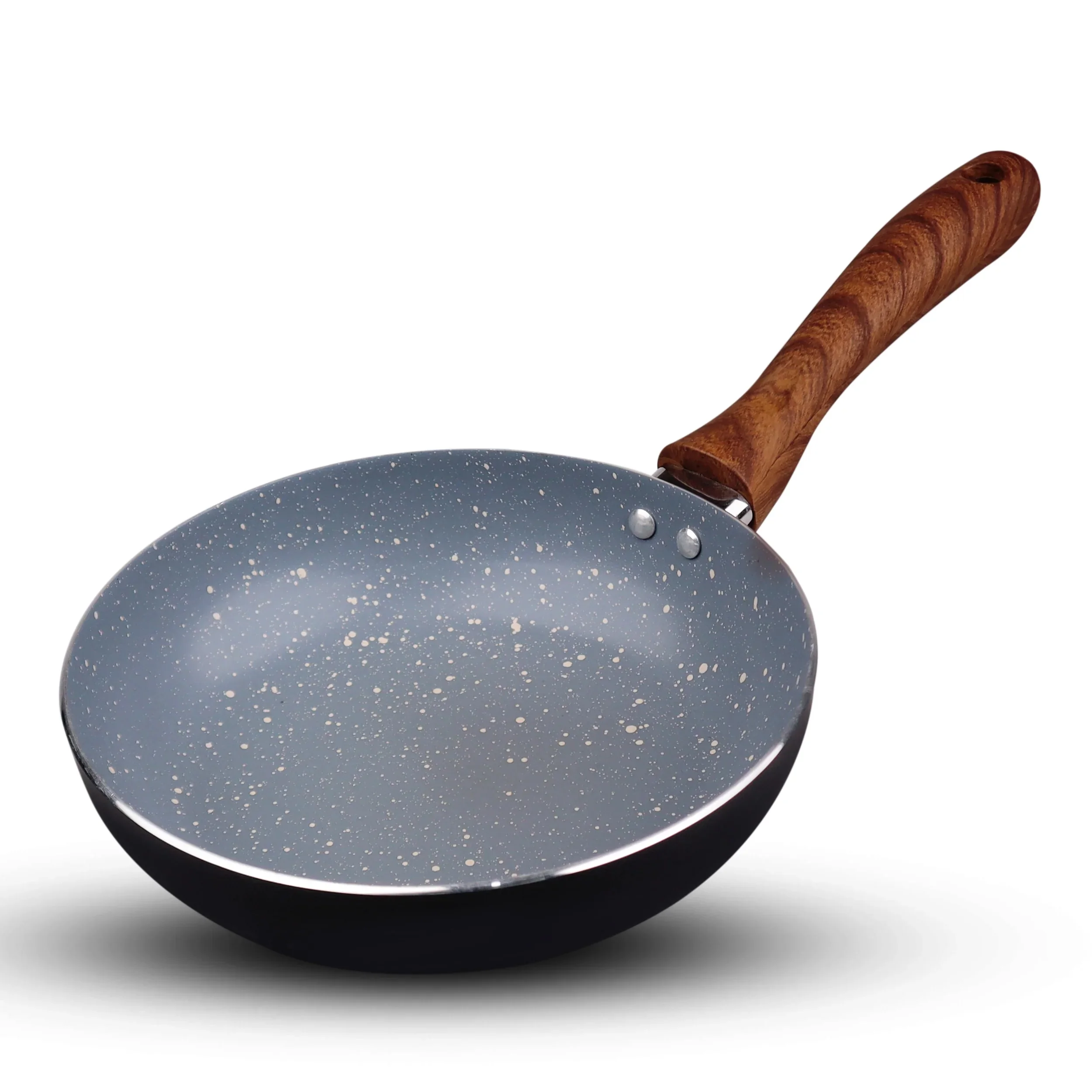 Chef Granito Series 3 Layer Marble Coating Nonstick Fry Pan 30cm - Interior GREY Marble Coated With Wooden Texture Handle