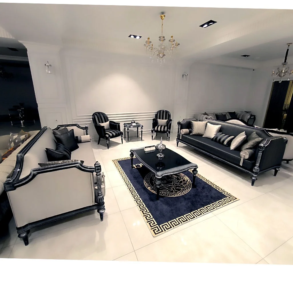 European Dark Brown Vintage Antique Furniture Wooden Sofa Living Room Dining Table Luxury Carving Chair Console China Cabinet