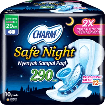 Indonesia Wholesale Charm Tampon Extra Comfort Maxi Wing Menstrual Sanitary Napkin Pad Day Night Feminine Care organic vaginal