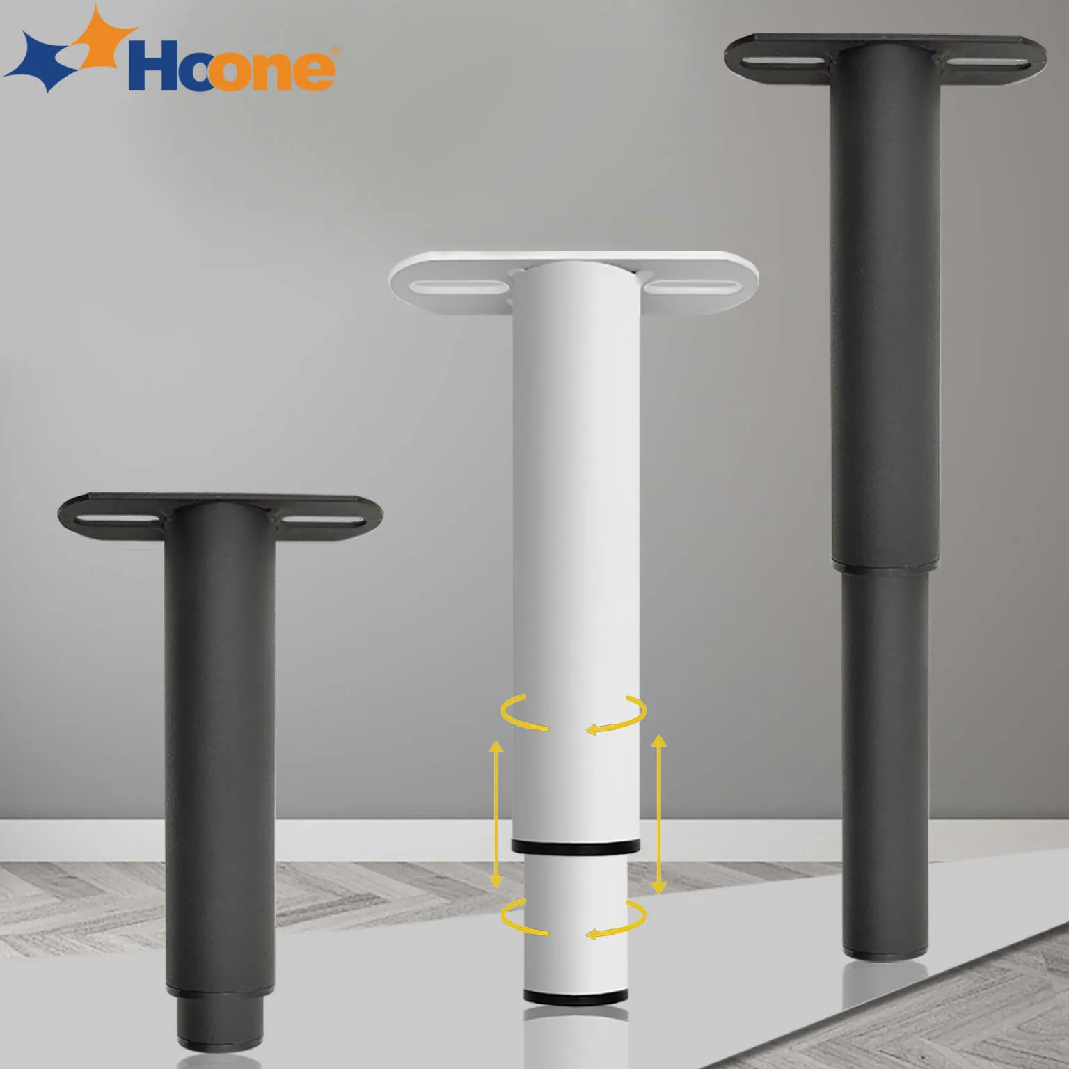 Hoone Modern Heavy Duty Adjustable Height Center Support Feet Leg For Bed Frame Furniture Metal Bed Legs