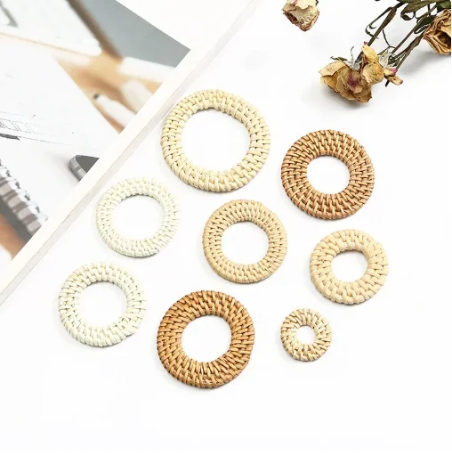 100% natural materials earrings, rattan handwoven findings with multi-shapes from Vietnam manufacturer