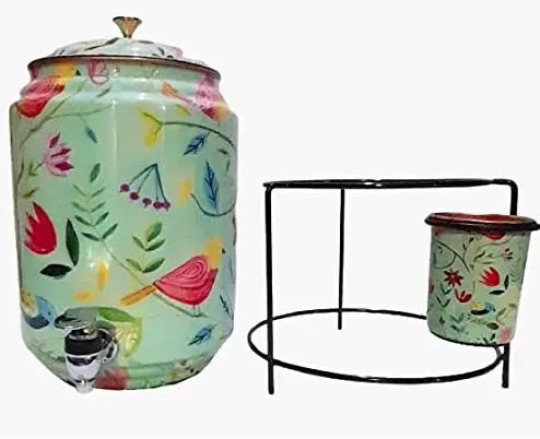 Hot selling amazon Wholesale Manufacturer Copper Water Dispenser Pot Enamel Printed with Stand for good health