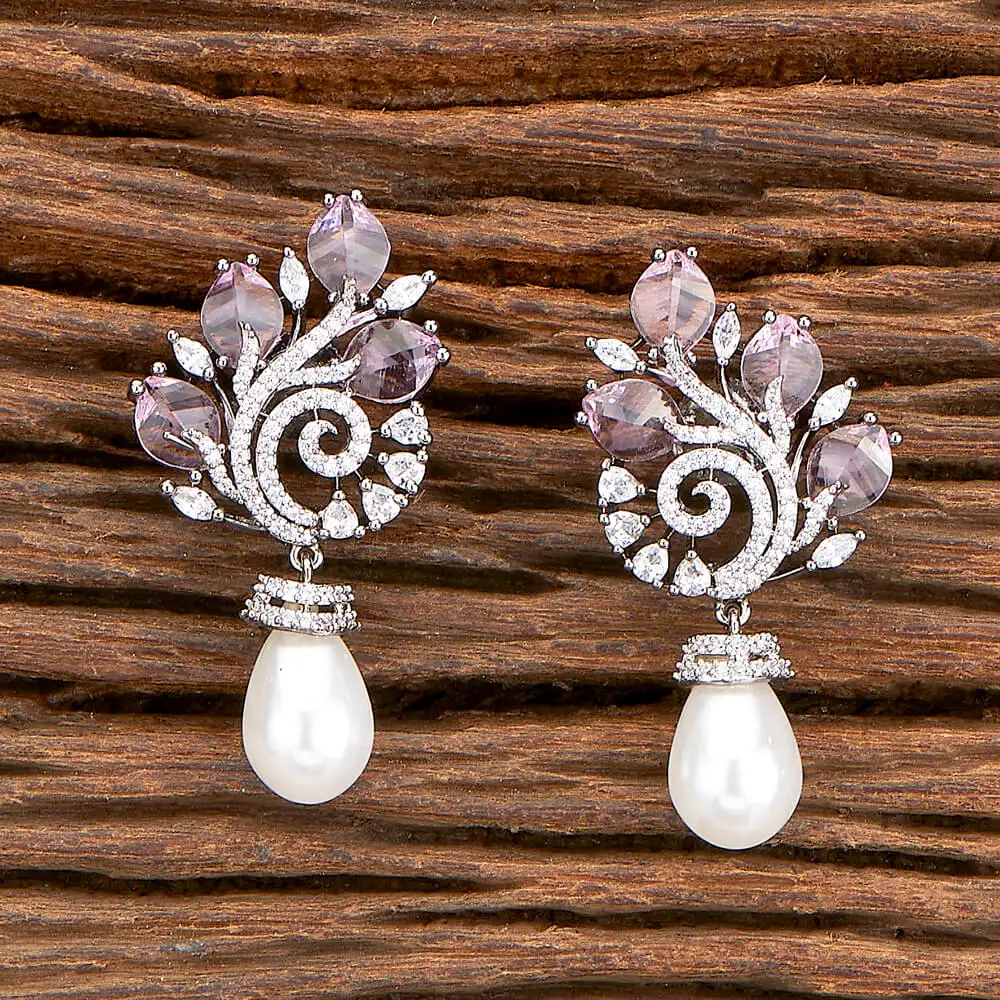 Stunning American Diamond Classic Short Cz Earring With Black Plating 428904 in Fashion Jewelry