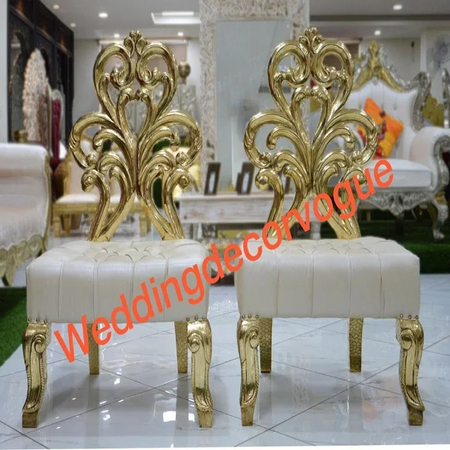 Rental Wedding Party European Modern Style High Back Gold Wedding Royal King And Queen Chairs Throne