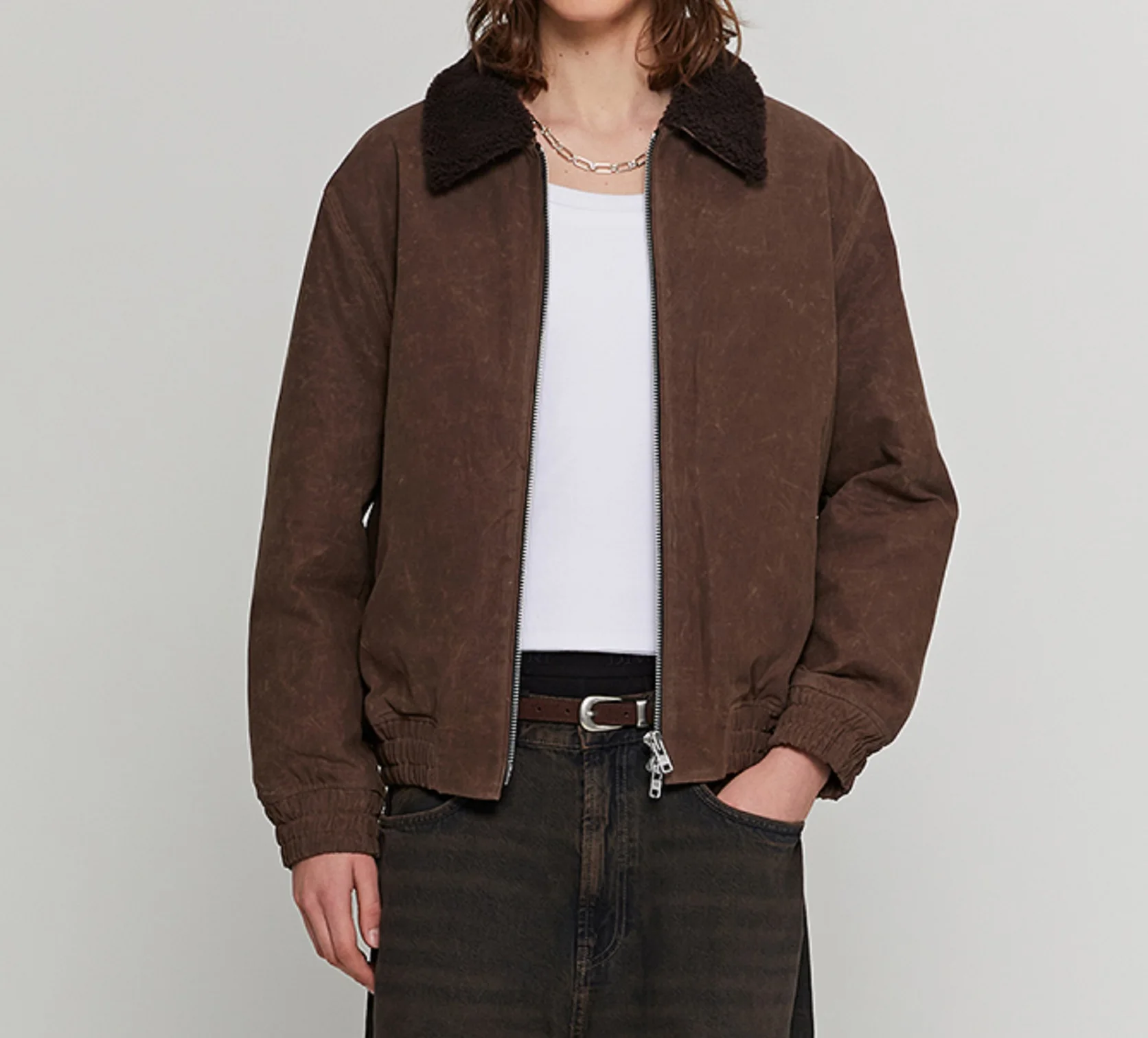 ANDROS Work Wax Down Jacket (Brown) M L Korean fashion Trending products 2024 new arrivals wholesale clothes